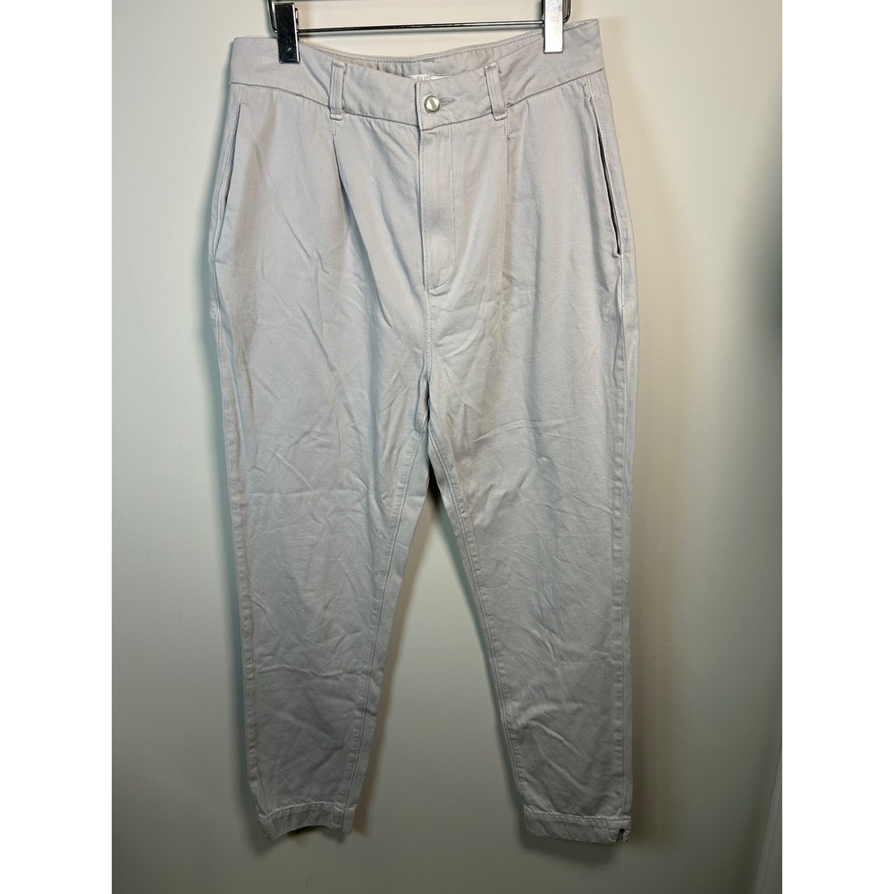 PAIGE Pleated Simone Platinum Grey Cotton Blend Pants‎ Women's Size 30